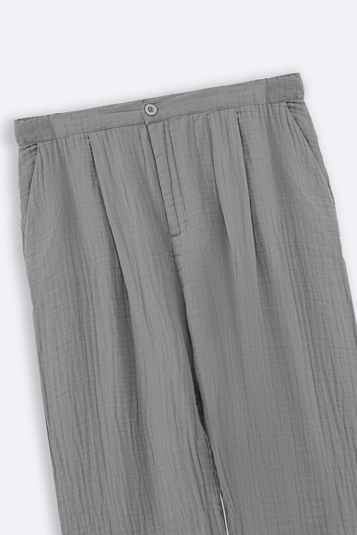 GREY RELAXED MUSLIN TROUSERS