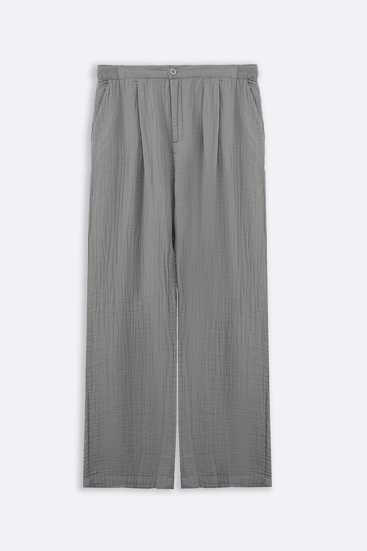 GREY RELAXED MUSLIN TROUSERS