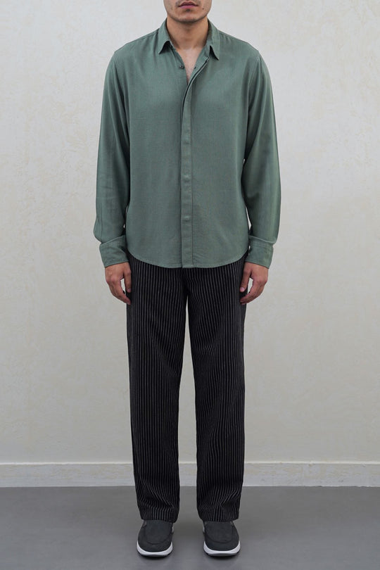 BLACK EASY PINSTRIPE TROUSERS