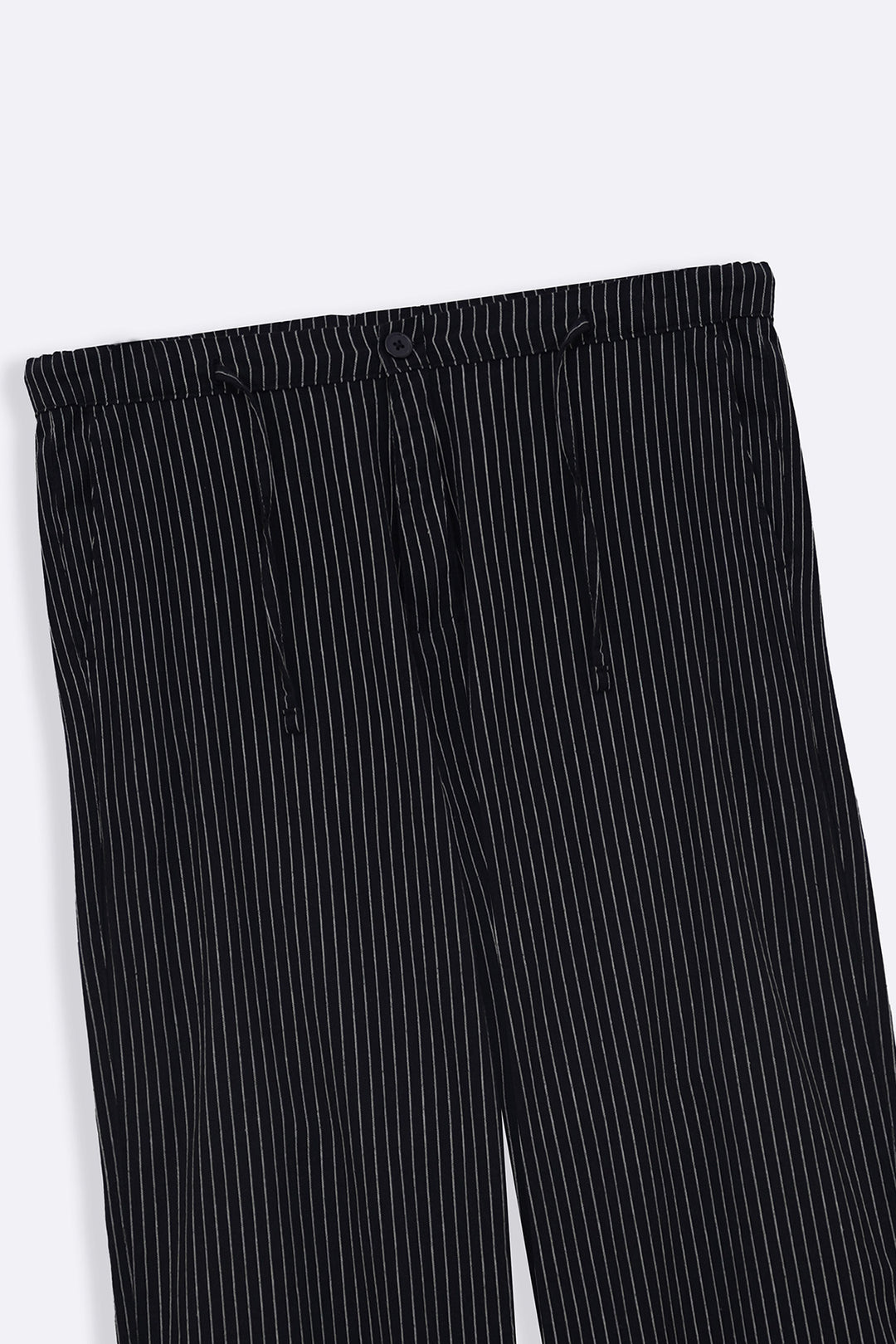 BLACK EASY PINSTRIPE TROUSERS