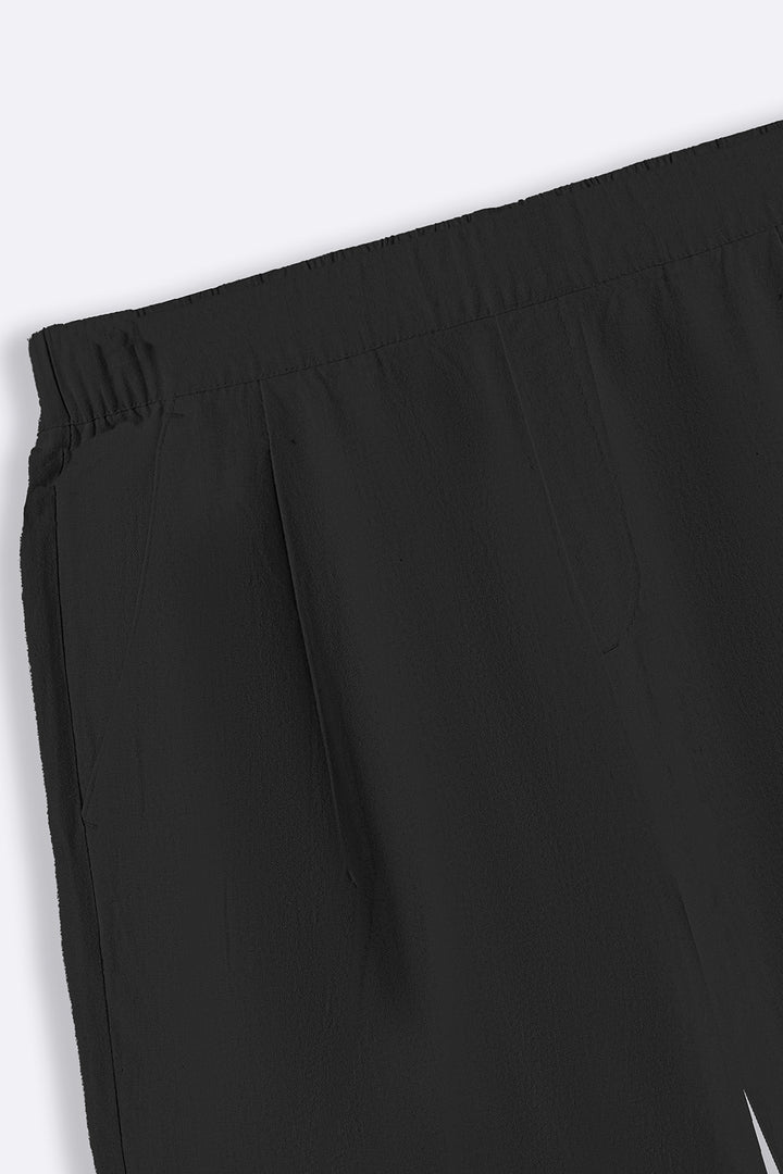 BLACK LINEN BLEND SHORTS