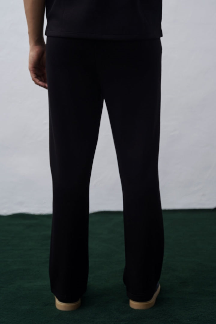 BLACK SCUBA PLEATED TROUSERS