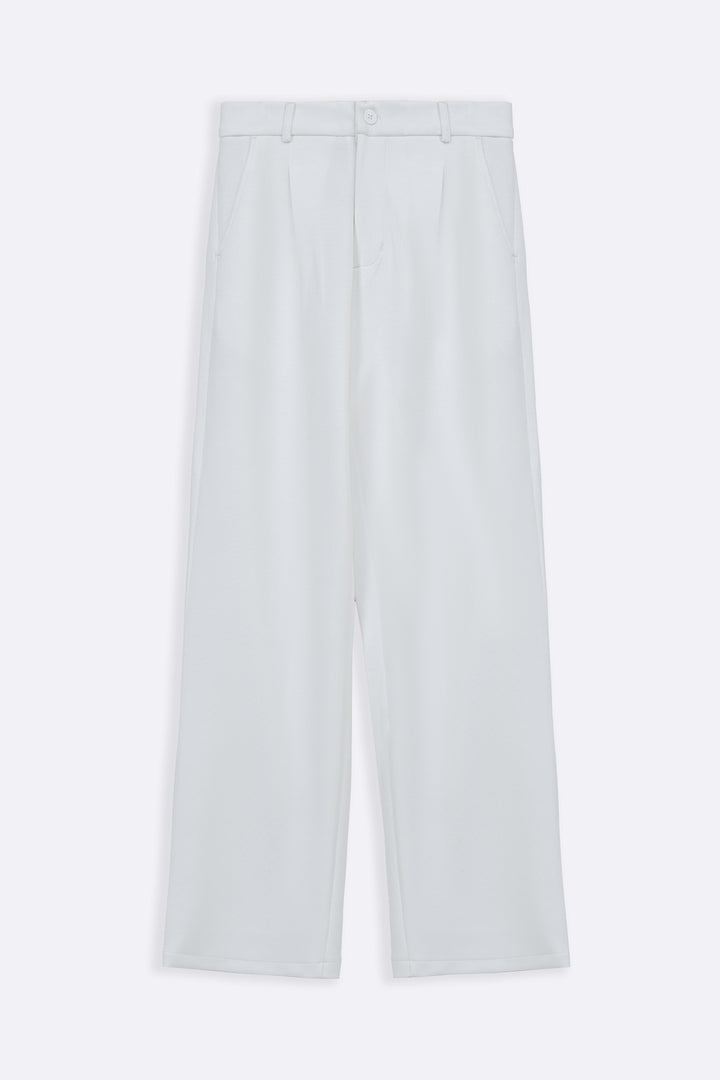 WHITE SCUBA PLEATED TROUSERS