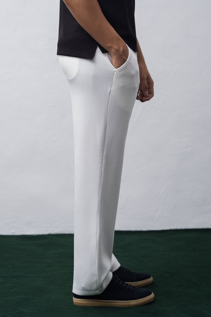 WHITE SCUBA PLEATED TROUSERS