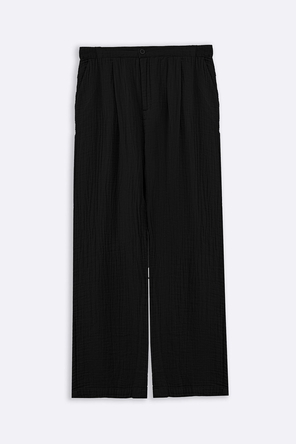 BLACK RELAXED MUSLIN TROUSERS