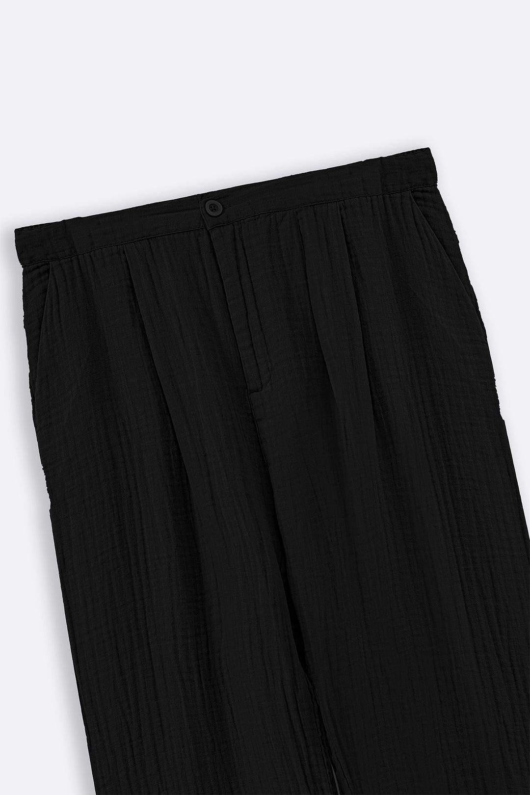 BLACK RELAXED MUSLIN TROUSERS