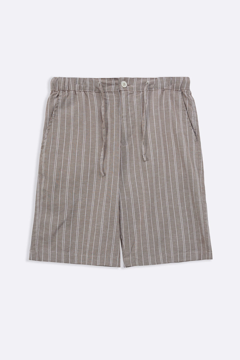 BEIGE STRIPED SHORTS WITH LINEN