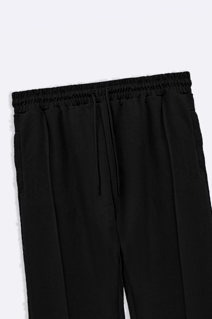 BLACK EASY PLEATED TROUSERS