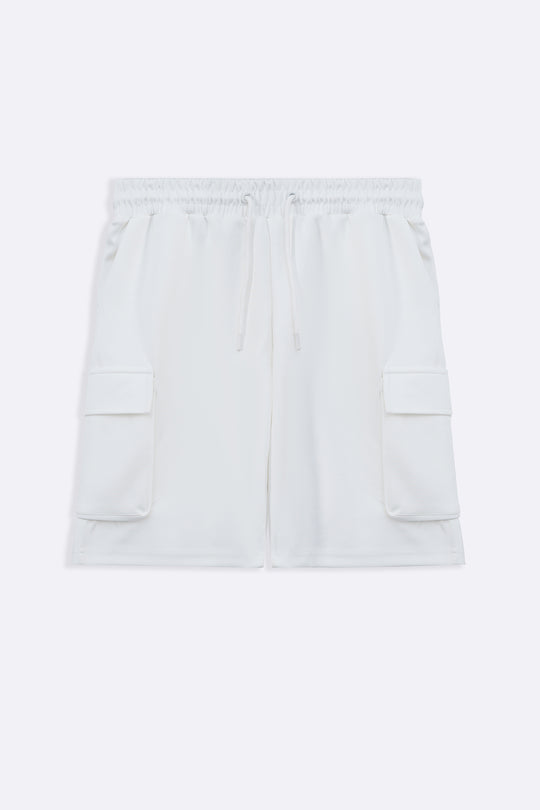 WHITE NEOPRENE CARGO SHORTS