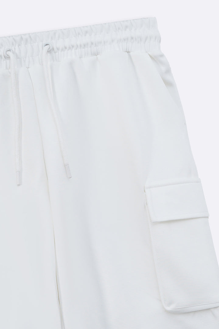 WHITE NEOPRENE CARGO SHORTS