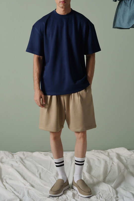 KHAKI KNITTED EASY SHORTS