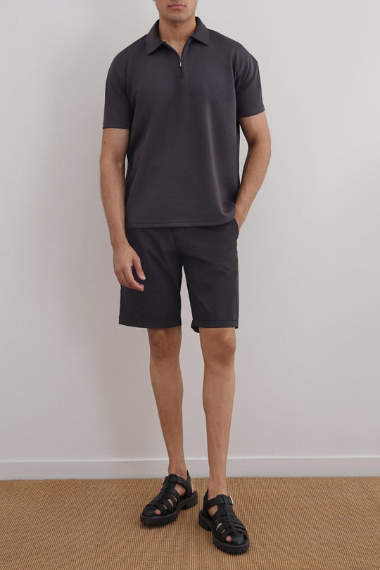 BLACK PRINTED CHINO SHORTS