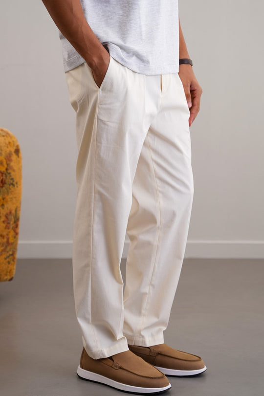 OFF WHITE LIGHT COTTON PANTS