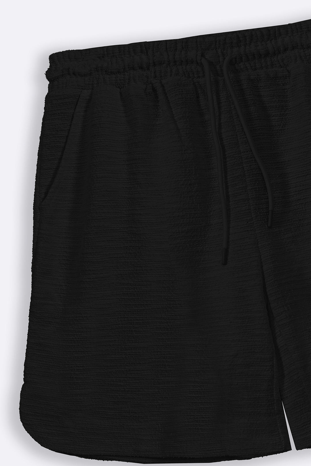 BLACK BOUCLE-KNIT SHORTS