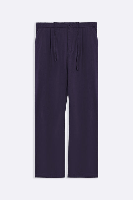 MELANGE NAVY RELAXED TROUSERS