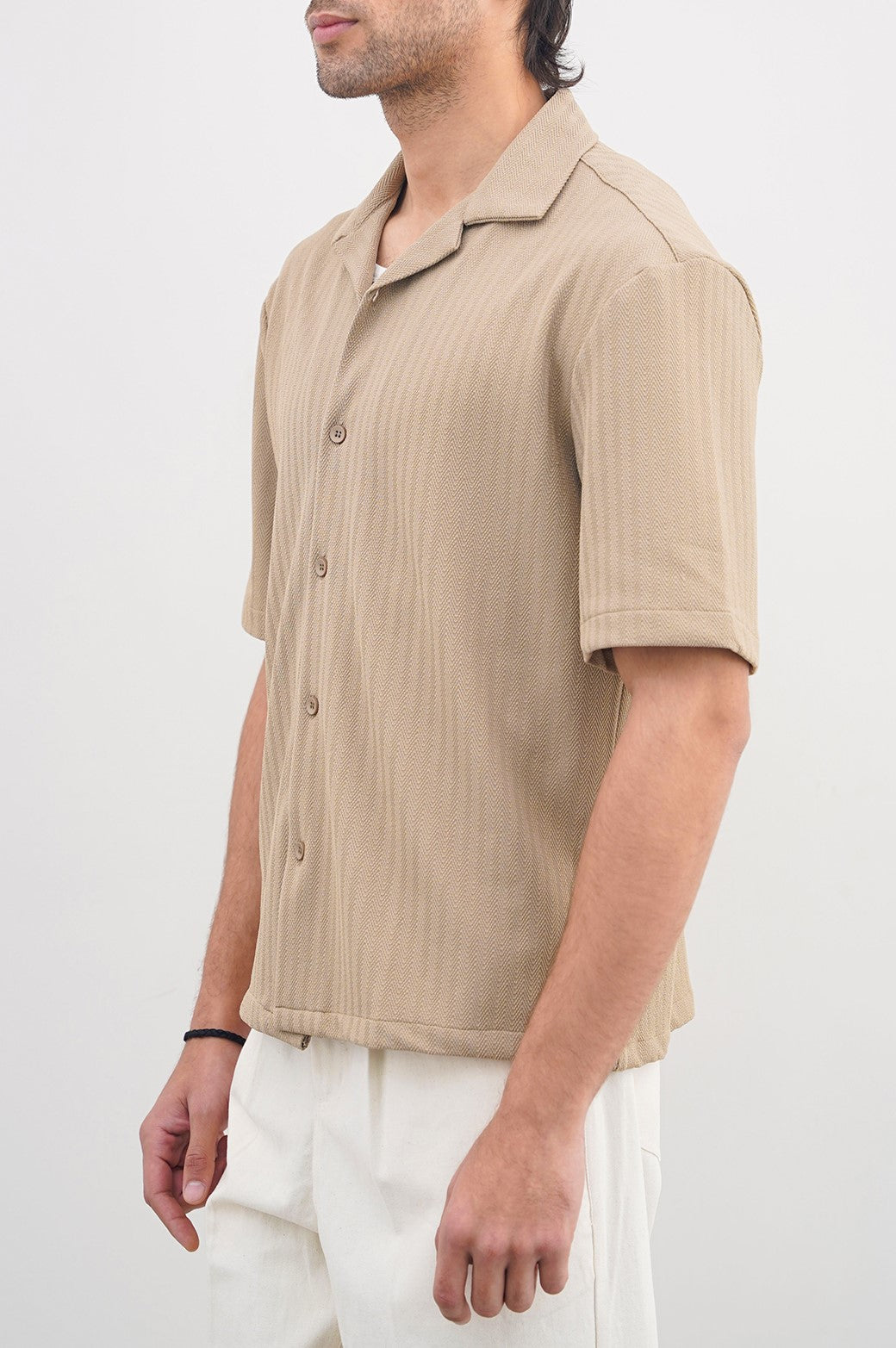 TAUPE TEXTURED SAFARI SHIRT
