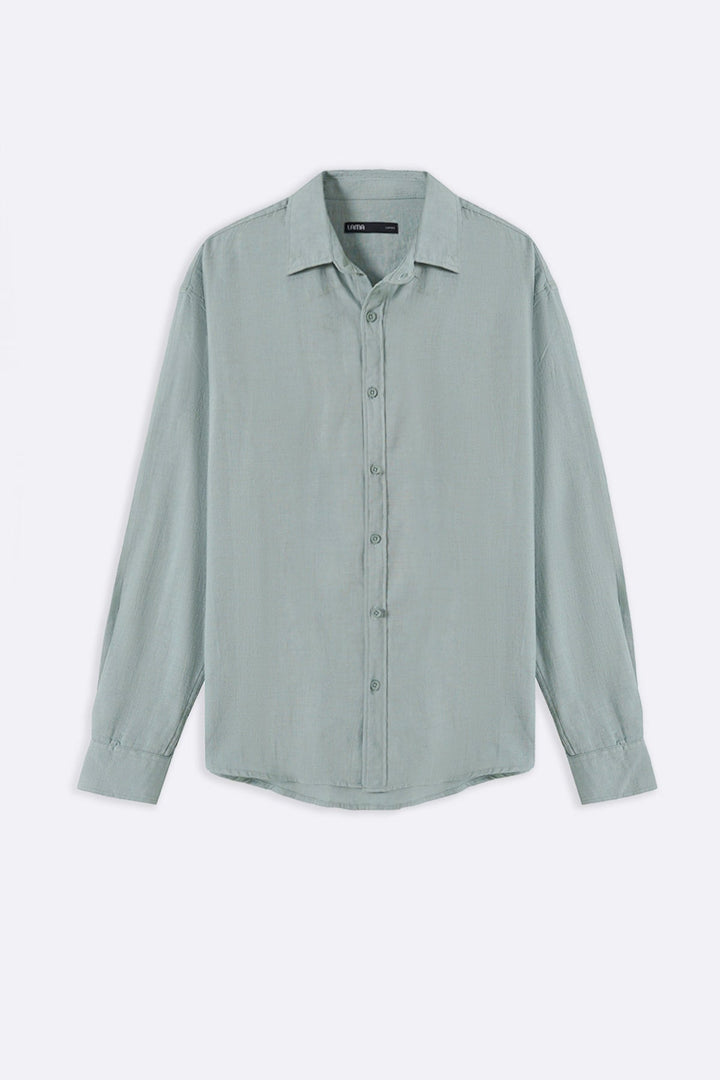 TURQUOISE SLUB COTTON SHIRT