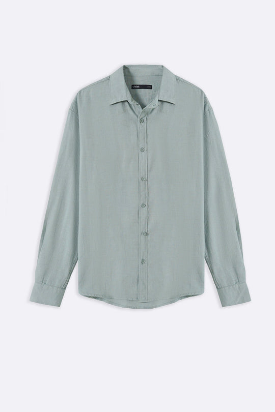 TURQUOISE SLUB COTTON SHIRT