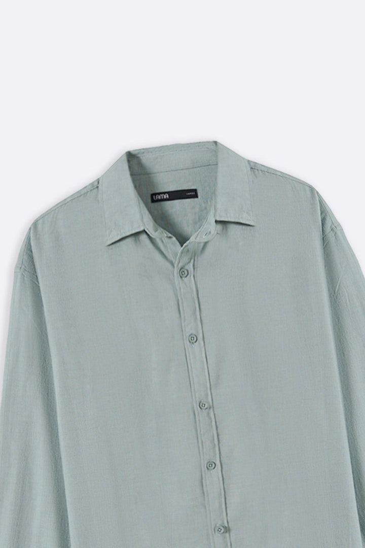 TURQUOISE SLUB COTTON SHIRT