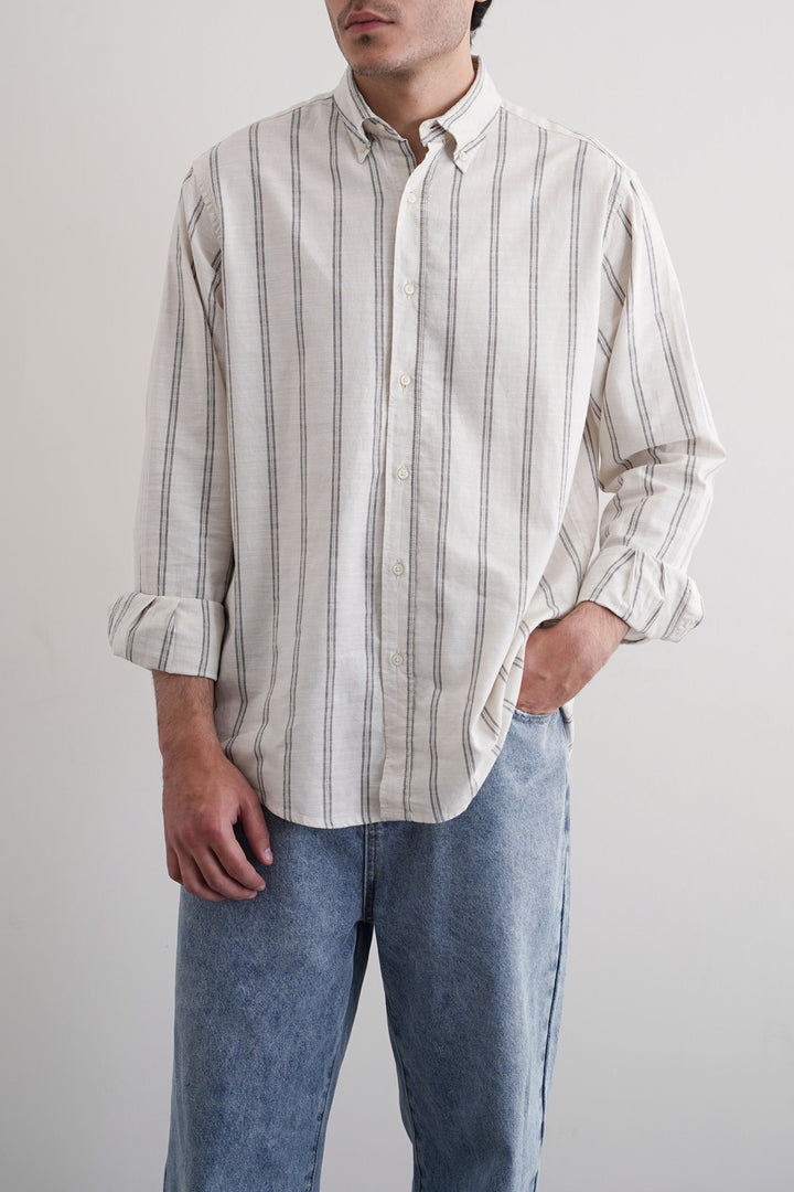 ECRU STRIPED COTTON SHIRT
