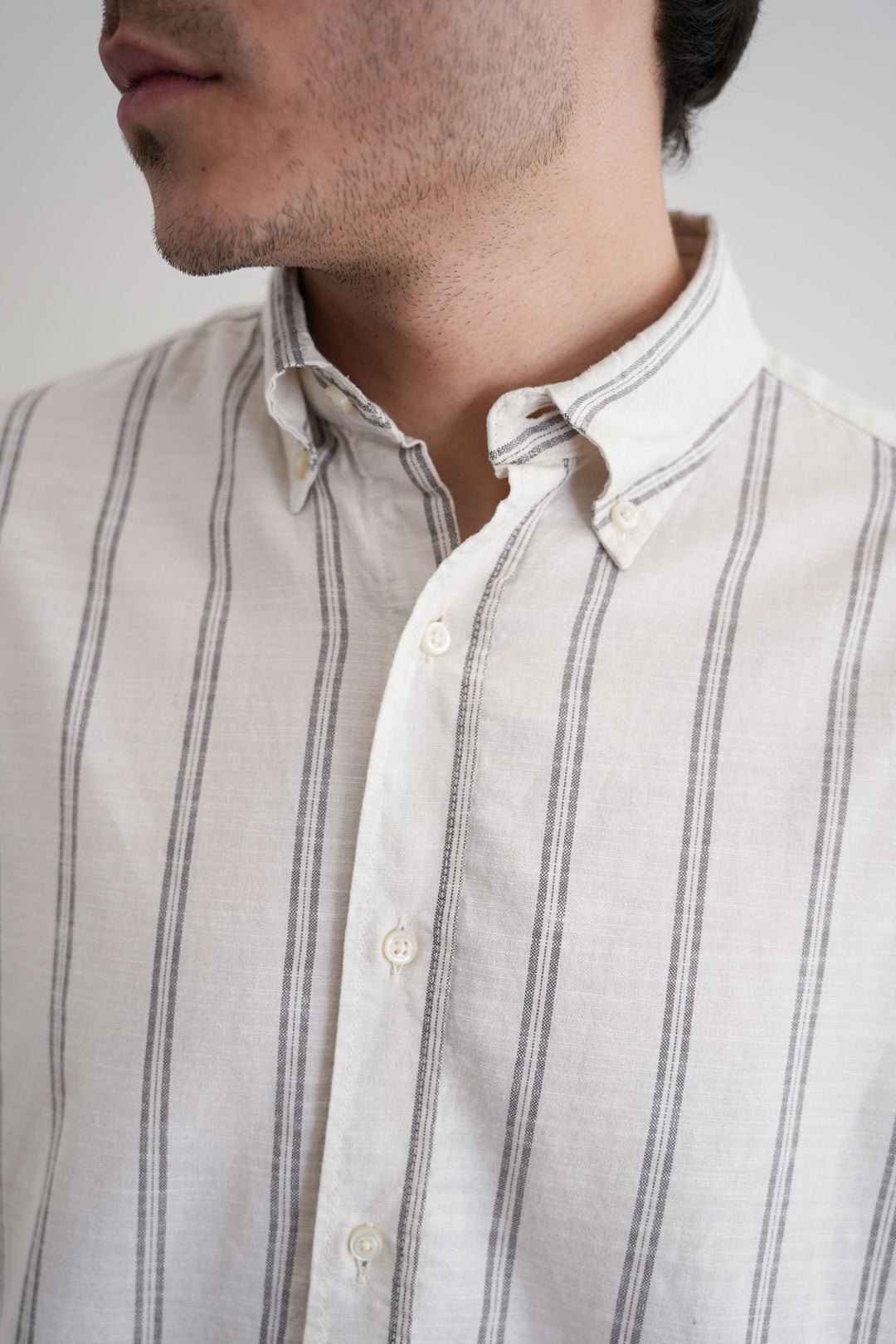 ECRU STRIPED COTTON SHIRT