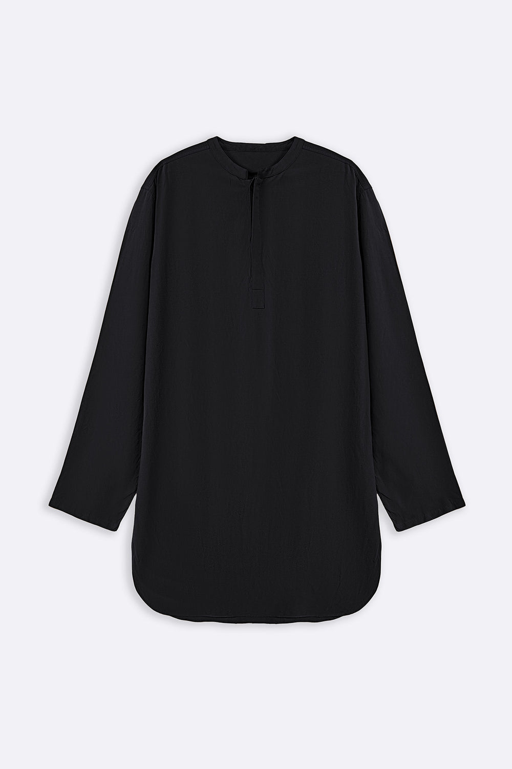 BLACK LINEN BLEND LONG SHIRT