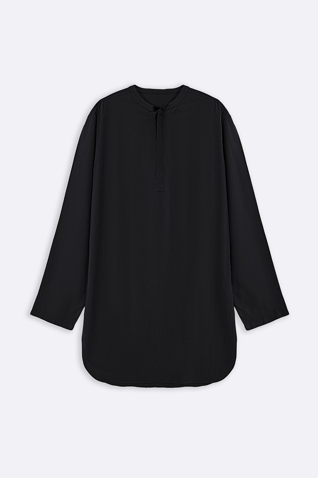 BLACK LINEN BLEND LONG SHIRT