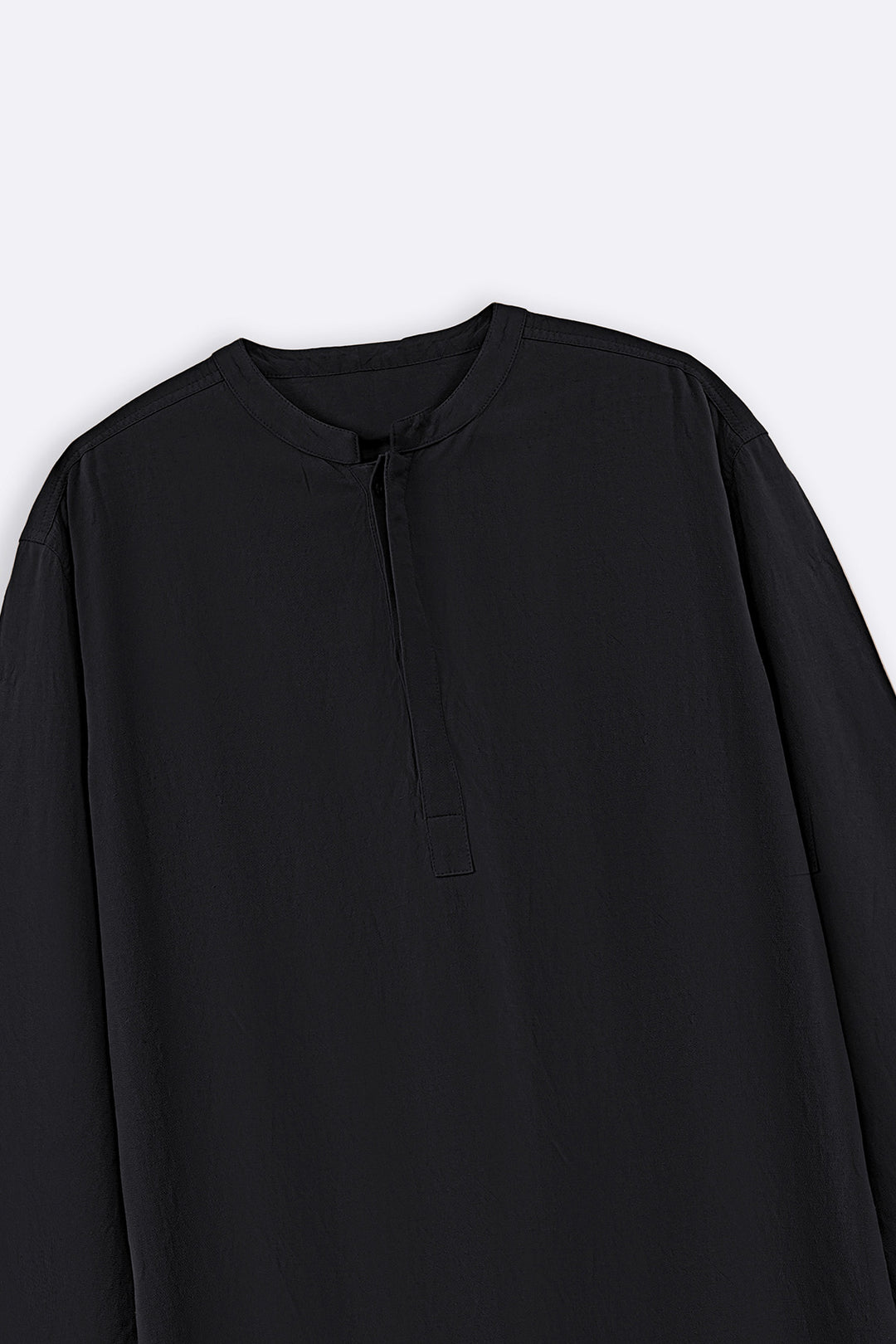 BLACK LINEN BLEND LONG SHIRT