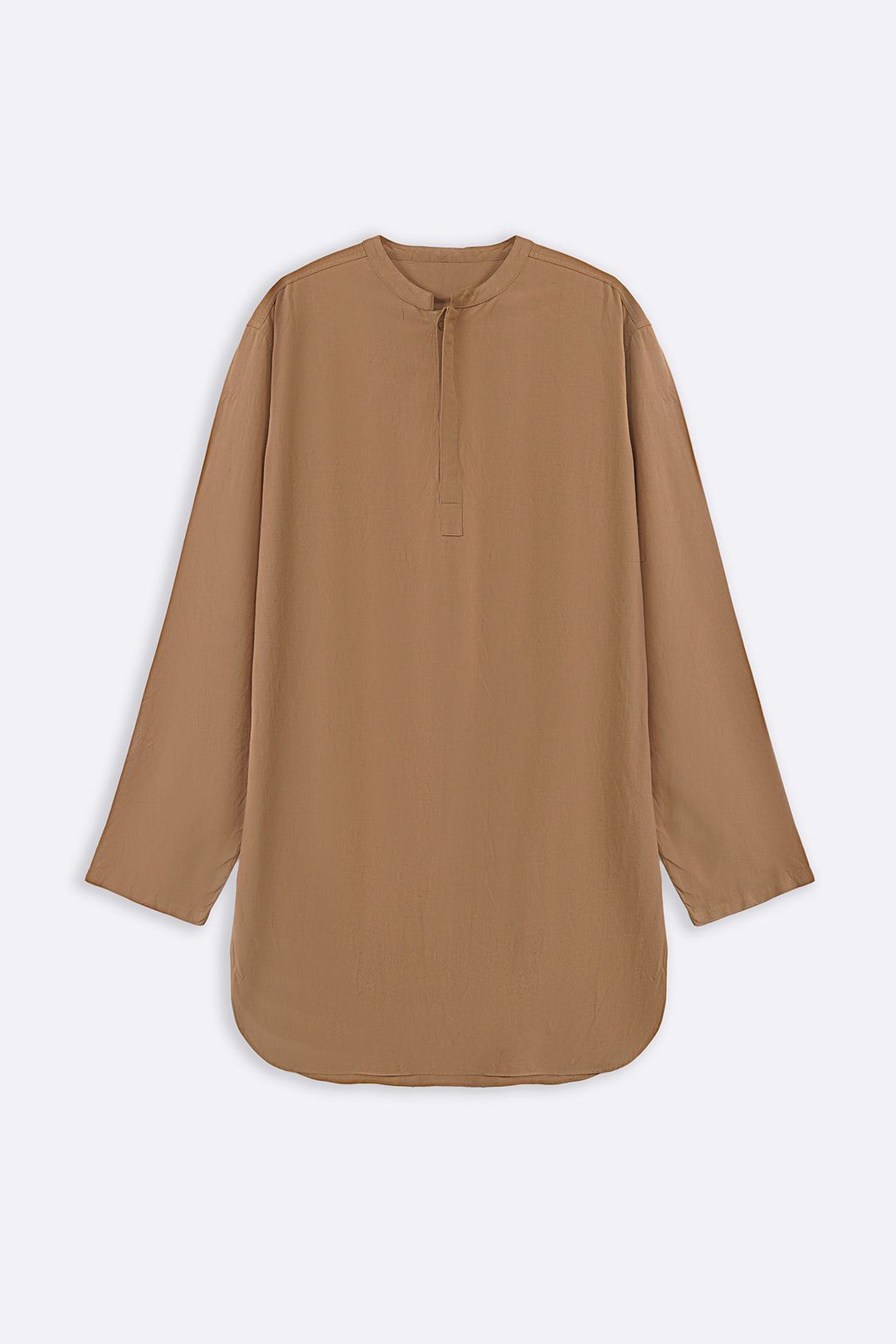 KHAKI LINEN BLEND LONG SHIRT