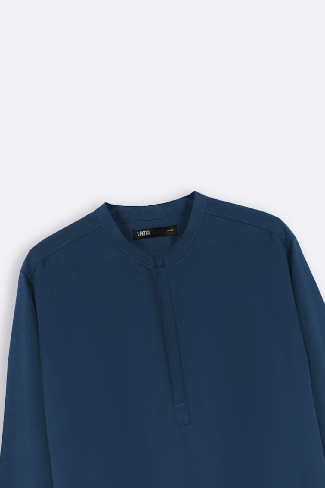 MELANGE NAVY LINEN BLEND LONG SHIRT