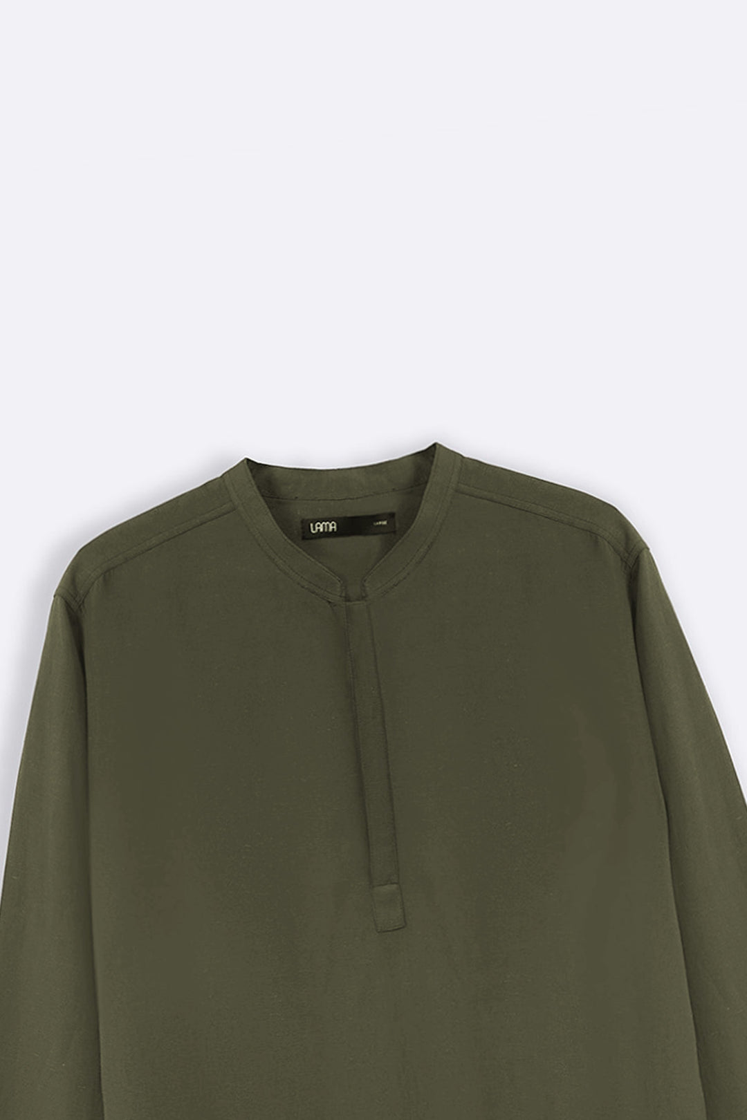 OLIVE LINEN BLEND LONG SHIRT