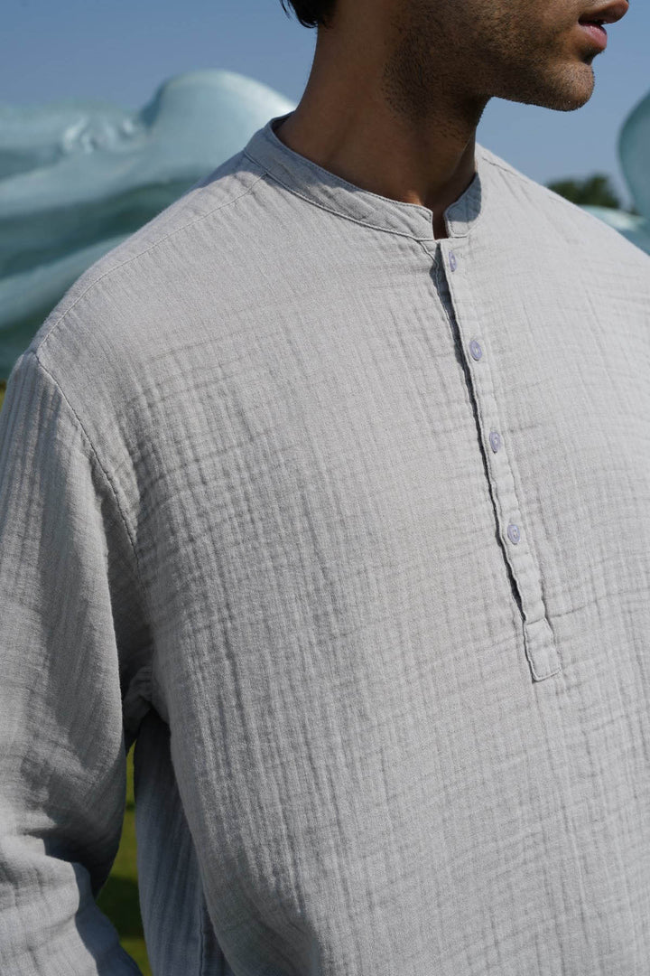 GREY MUSLIN LONG SHIRT