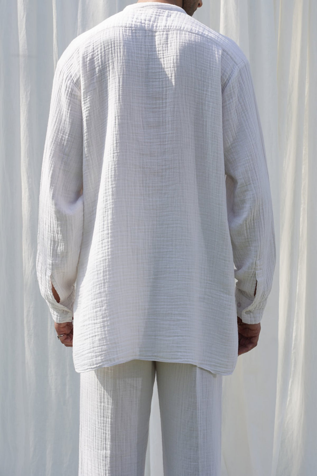 WHITE MUSLIN LONG SHIRT
