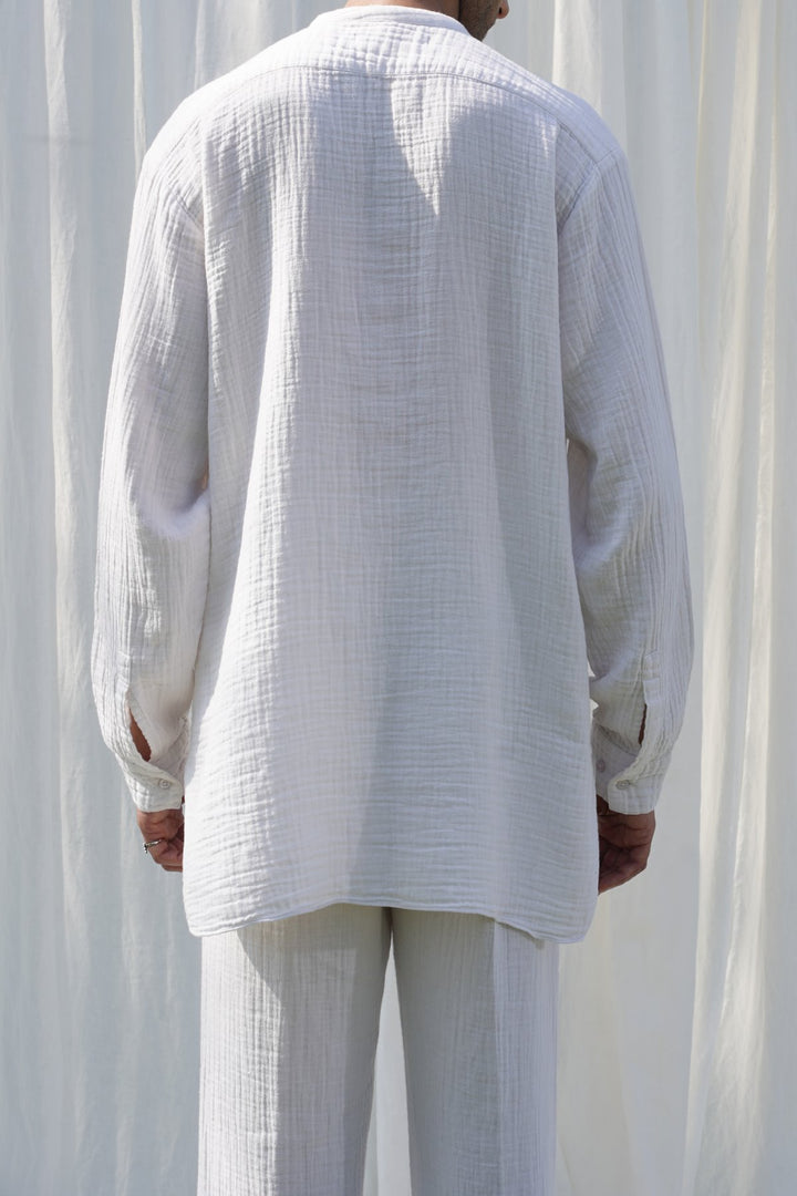 WHITE MUSLIN LONG SHIRT
