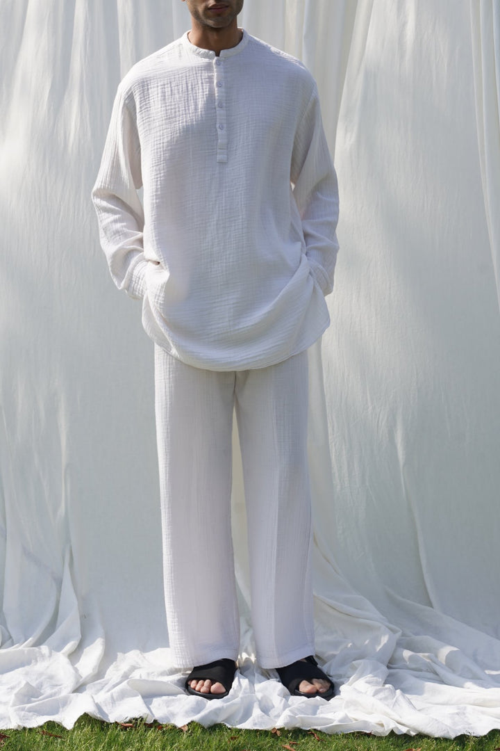 WHITE MUSLIN LONG SHIRT