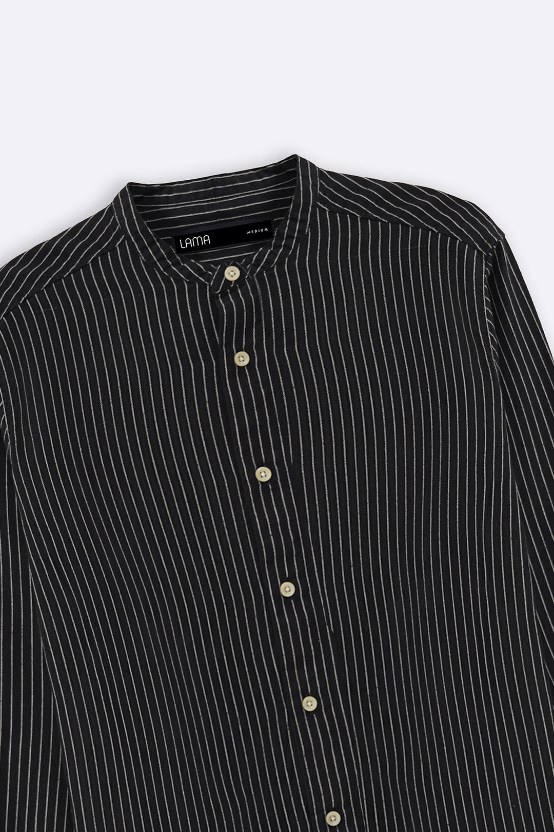 BLACK MANDARIN COLLAR SHIRT