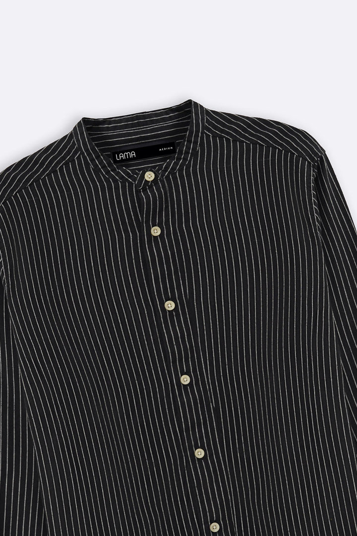 BLACK MANDARIN COLLAR SHIRT