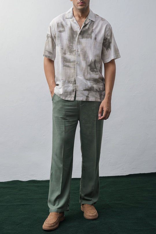 OFF WHITE DEEP MOSS PRINTED SHIRT