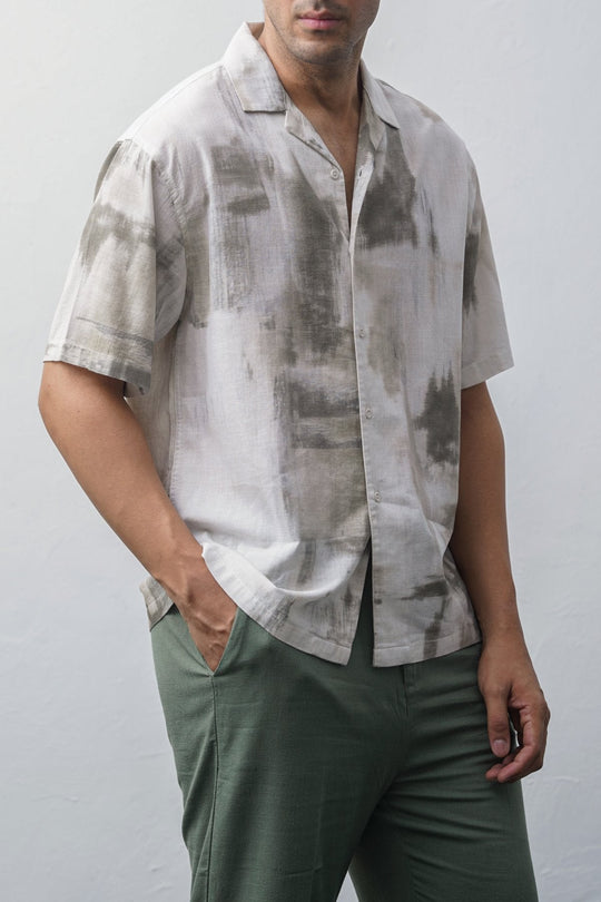 OFF WHITE DEEP MOSS PRINTED SHIRT
