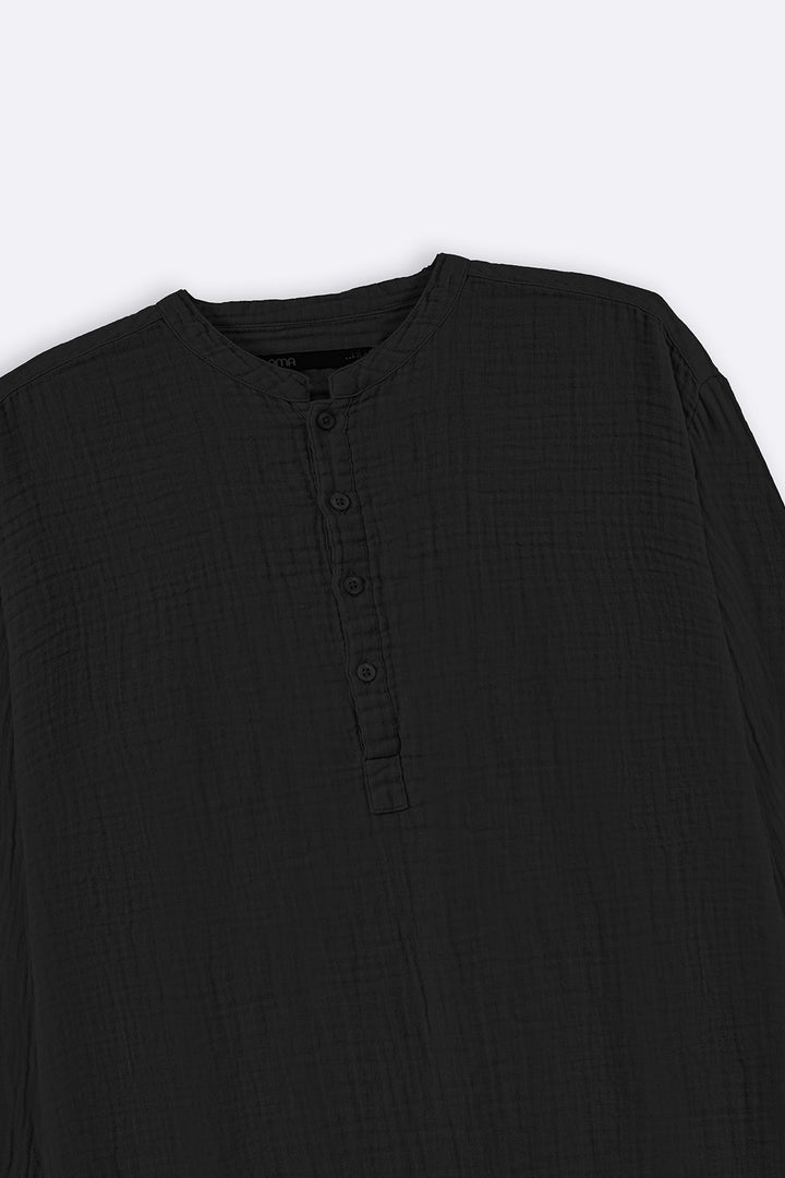 BLACK MUSLIN LONG SHIRT