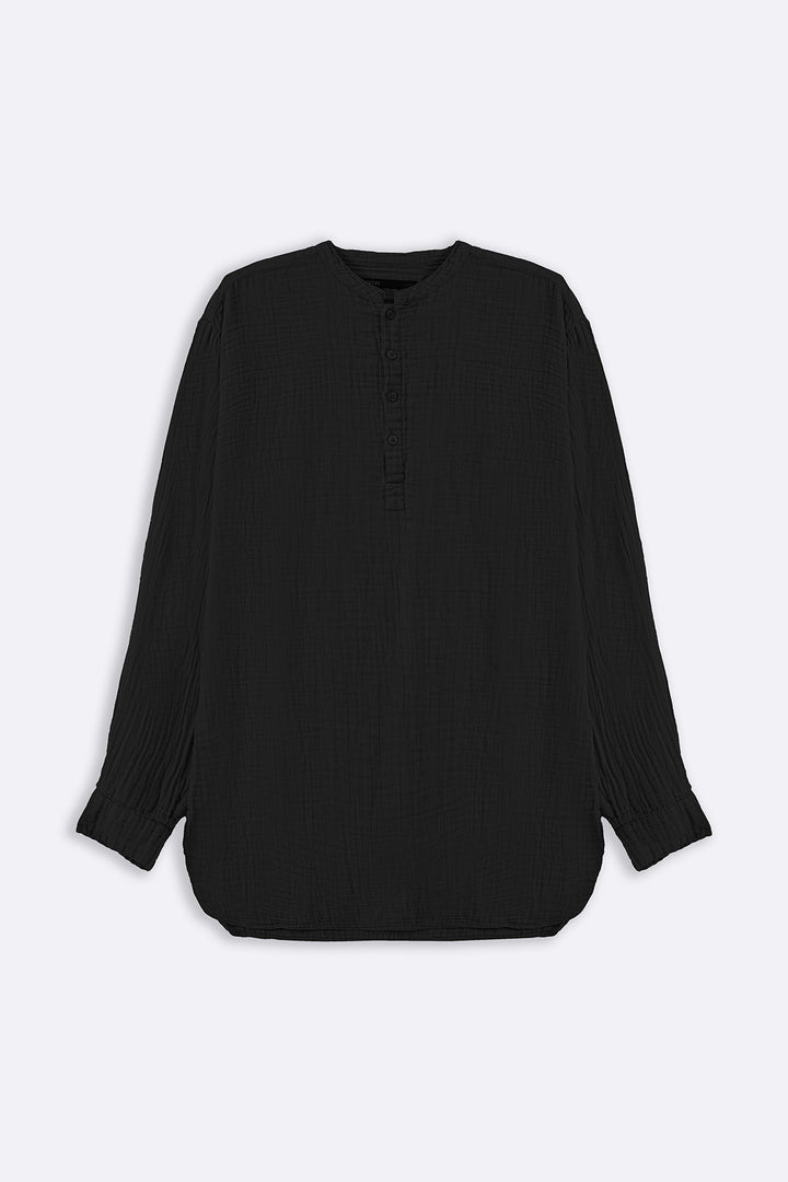 BLACK MUSLIN LONG SHIRT