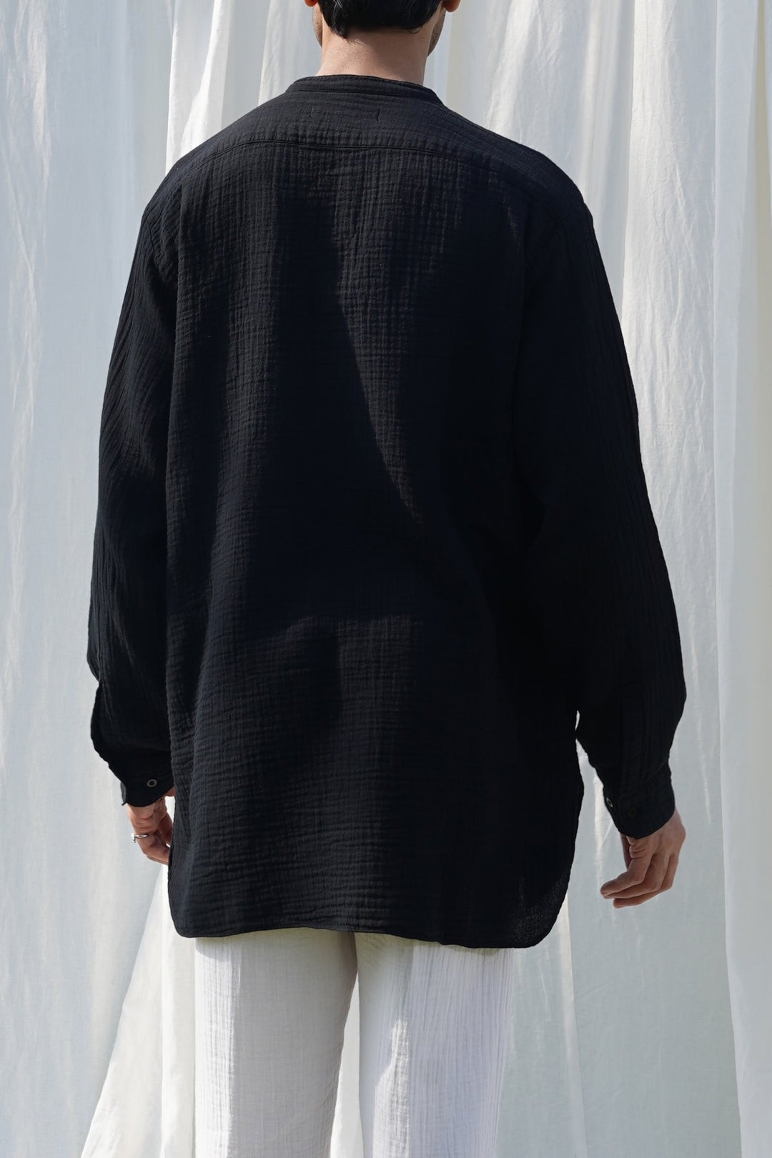 BLACK MUSLIN LONG SHIRT