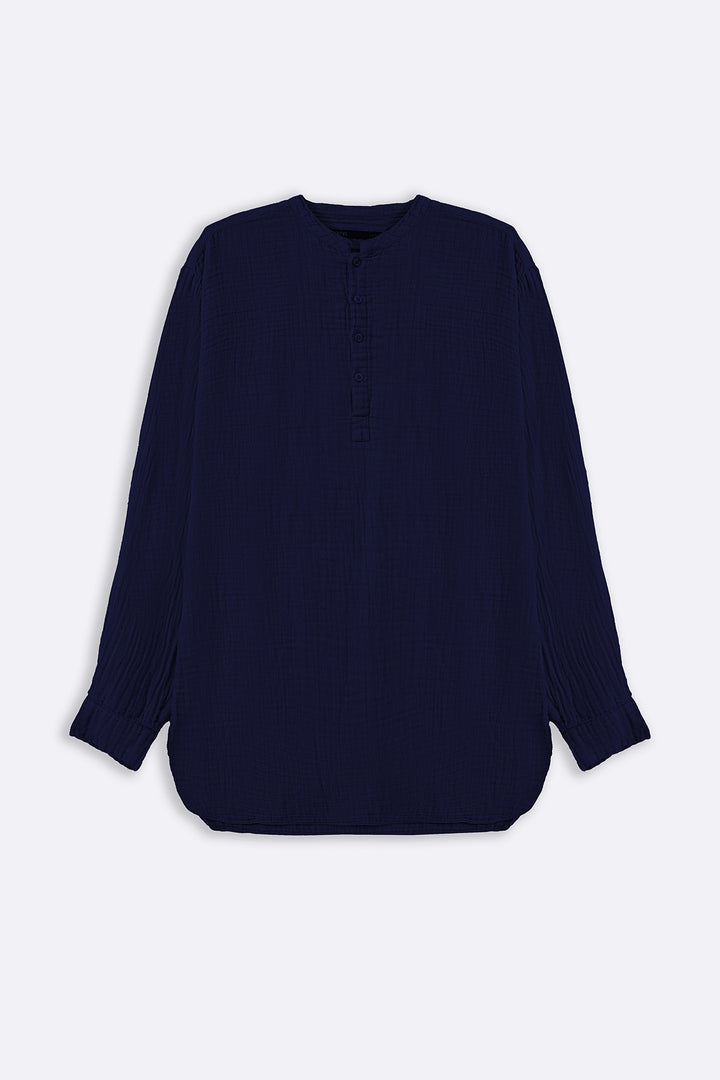 NAVY MUSLIN LONG SHIRT