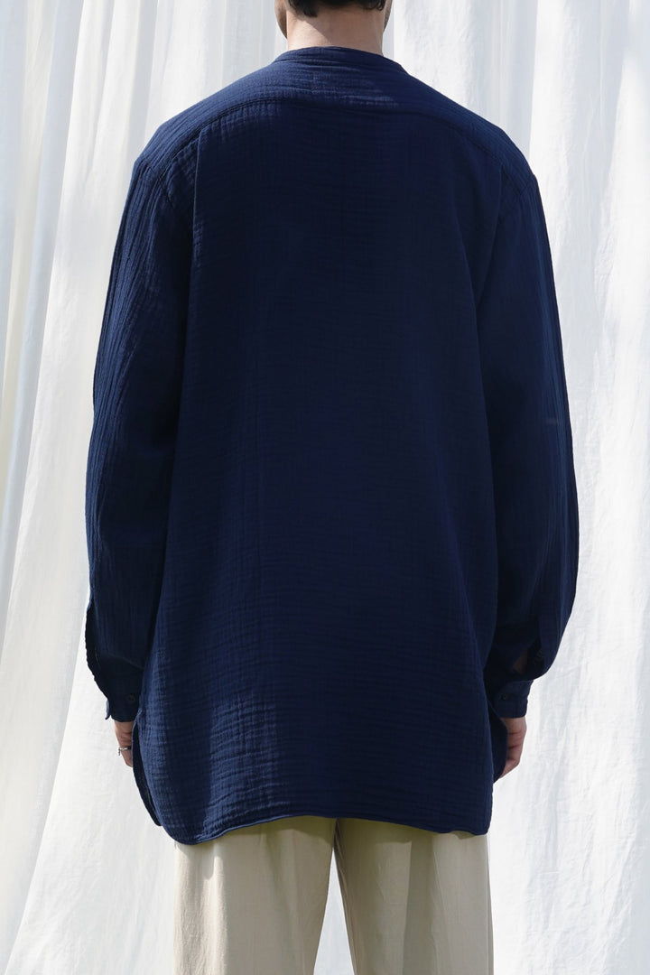 NAVY MUSLIN LONG SHIRT