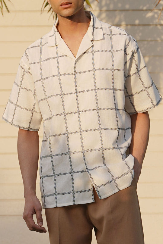 OFF WHITE EMBROIDERED SHIRT