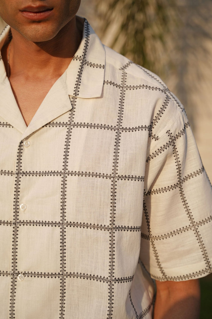 OFF WHITE EMBROIDERED SHIRT