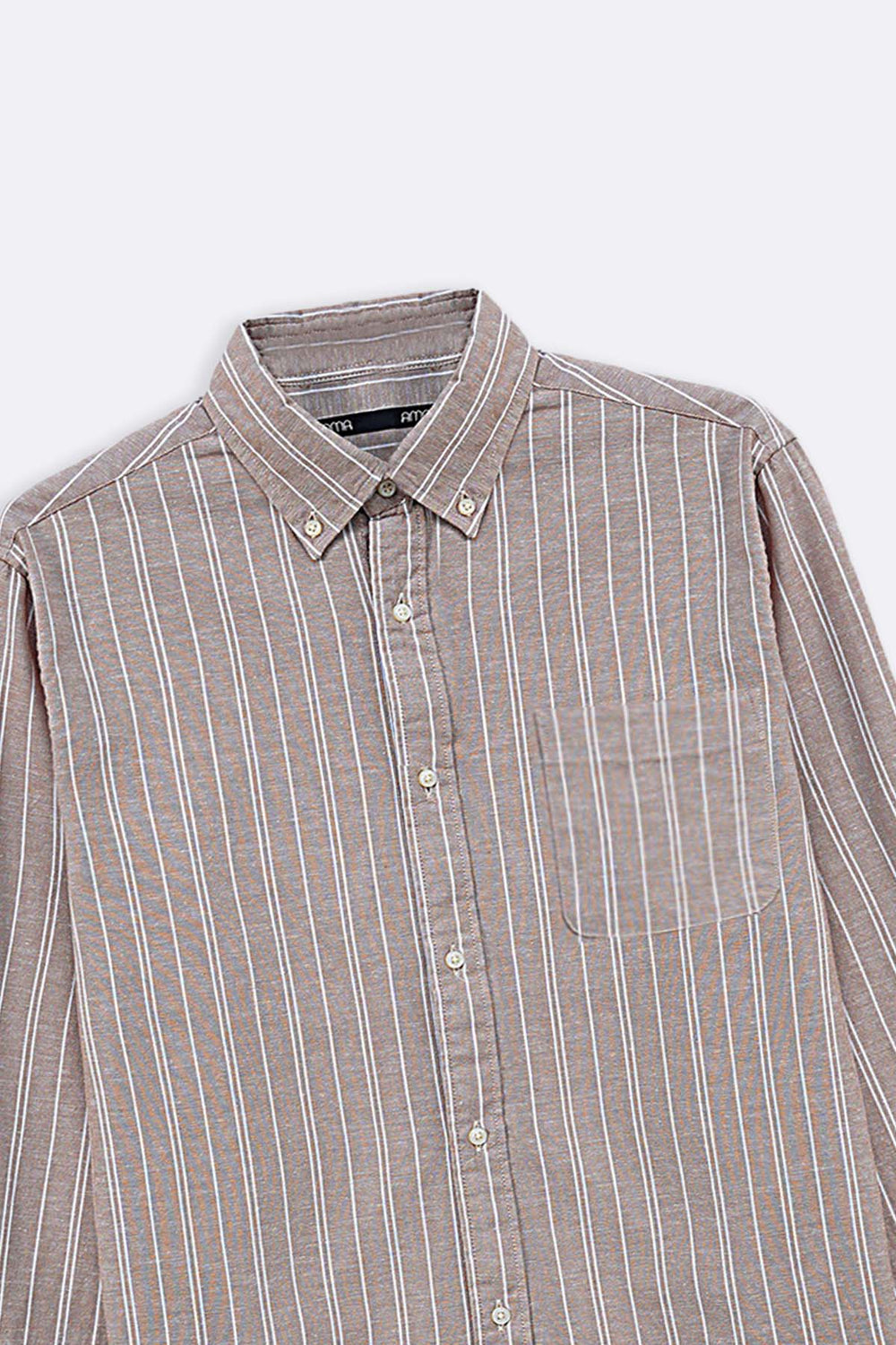 BEIGE LINEN-BLEND STRIPED SHIRT