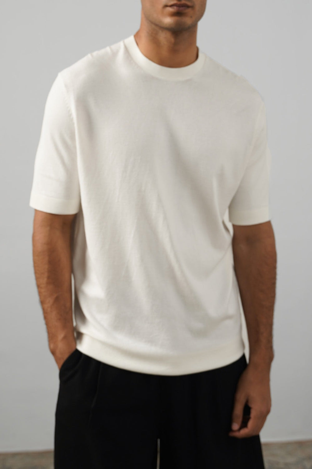 OFF WHITE VISCOSE KNIT TEE