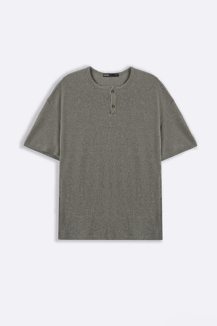 GREY JACQUARD HENLEY
