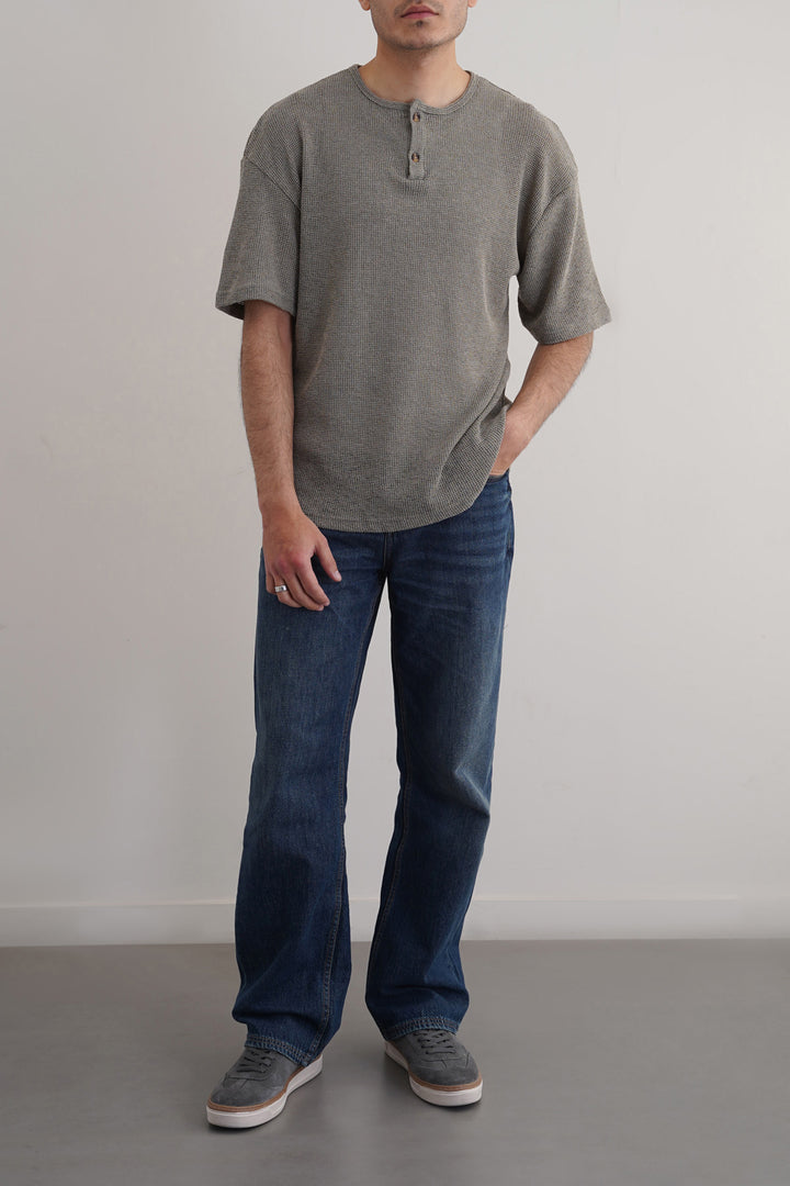 GREY JACQUARD HENLEY